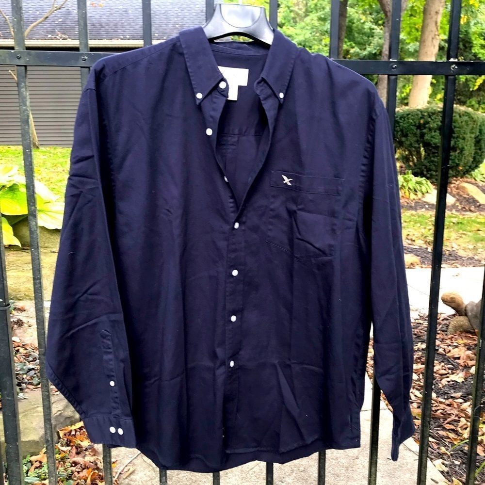Eddie Bauer heavy cotton button-up shirt in navy